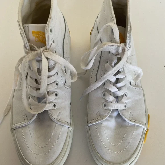 Vans Sk8 Hi Top Tapered Stackform OSF sneakers white with yellow daisy size 7 - Picture 14 of 16